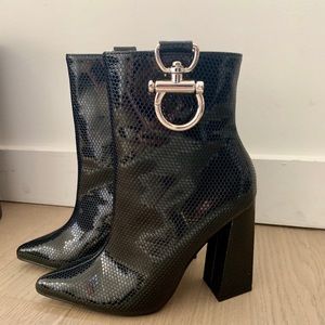 Black pleather booties